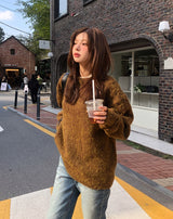 [10% wool] ハグアブルツートーンミックスドモヘアニット
