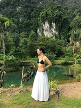 Shirring Cotton Maxi Skirt (White)