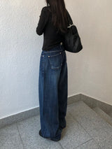 Indigo Low Rise Wide Denim Pants (one color)