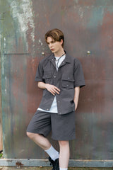 NYLON SHORT-SLEEVED SET - SHIRTS (CHARCOAL)