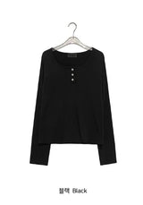 Lei Button Roll-up Long Sleeve Tee