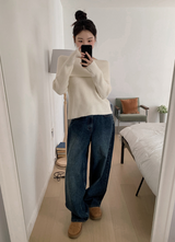 ディープブルーバルーンワイドデニムパンツ