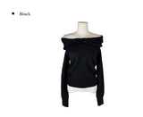 Helen Off-Shoulder Ribbon Twist Loose-Fit Knit