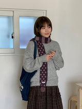 Molcon Pom Pom Dot Knit Muffler
