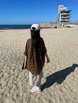 checkered short-sleeved shirt