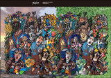 コミックスプリントファブリック×レザーバッグ（ブラウン）