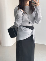 Raond Belt H-line Cut-out Long Skirt