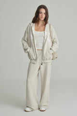 NYC hooded zip-up, Light Melange