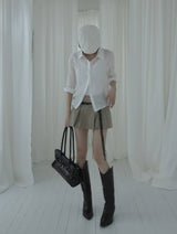 Bowty Pleated Button Skirt Pants