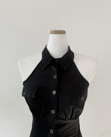 Eriso button halter top (black)