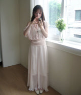 [ shimmer ] forget-me-not chiffon drape loose blouse
