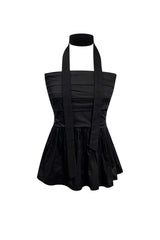 NOVA SMOCKED SCARF TUBE TOP / BLACK