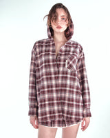 Study Break Hooded Plaid Shirt 