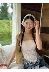  Tassel France Lace  Pad Tube Top