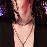 SS-6mm BOX chain neckloace_dark silver