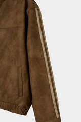 Bolt piping crack leather jacket