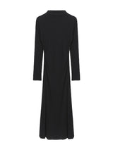 Half Turtleneck Black Flared Long Dress