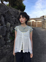 Fore Striped Shirred T-shirt (2color)