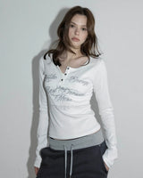 BDM Henley Neck Long Sleeve White