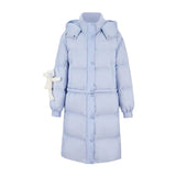 13DE MARZO Base Bear Long Down Jacket Blue