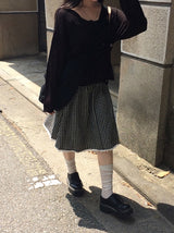 ミコア チェック レース バンディング ミディ スカート