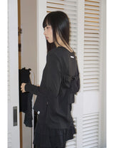 バック リボン ティーシャツ(BLACK)