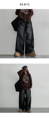 [3-tier length][S–3XL] ケッジウォッシングインシジョンサイドタックワイドデニムパンツ (4 colors)