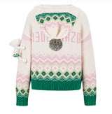 13DE MARZO Fair Isle Bear Cardigan Beige
