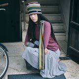 hippie stripe beanie beige