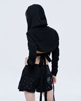 WRINKLE BOLERO, BLACK