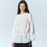 SHINE CURVED SLEEVE BLOUSE_SAND GRAY
