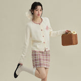 Balletcore Contrast Jacquard Knit Cardigan