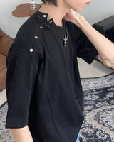 Teffin Shoulder Button Short Sleeve T-shirt