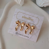 バレリーナリボンピアス - Gold Color