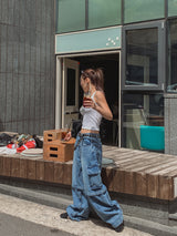 カットアウトファスナーカーゴ ツーウェイデニムパンツ
