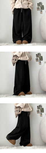 G DEN string thick fleece wide pants