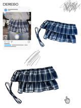 checkered layered frill wrap skirt