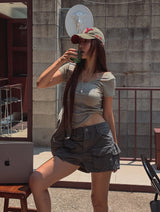 vintage multi-pocket short pants