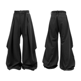 RELABEL (‘LABEL’) Acetate Tencel Wool Straight-Leg Relaxed-Fit Casual Trousers with Diagonal Pleats at the Knees