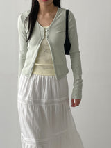 Two-button slit ribbed cardigan T-shirt