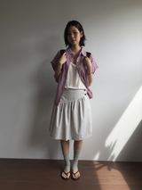 Marine button midi skirt (3color)