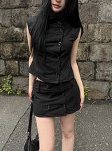 Dark Addict Button Skirt