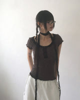 Serin レースボタン半袖Tシャツ