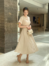 Oleun Pleated Long One Piece (Belt Set)