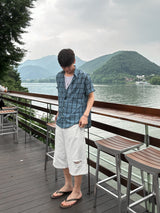 Linen check half shirts
