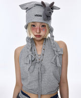 Eyelet Sleeveless Gray
