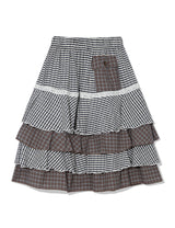 CANCAN CHECKERED MIX SKIRT(NAVY)