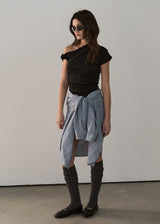 ONE SHOULDER CROP TOP_BLACK