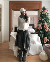 [wool 20%] Tir Stripe Tie Midi Skirt
