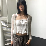 レースリボンボタンノースリーブブラウス